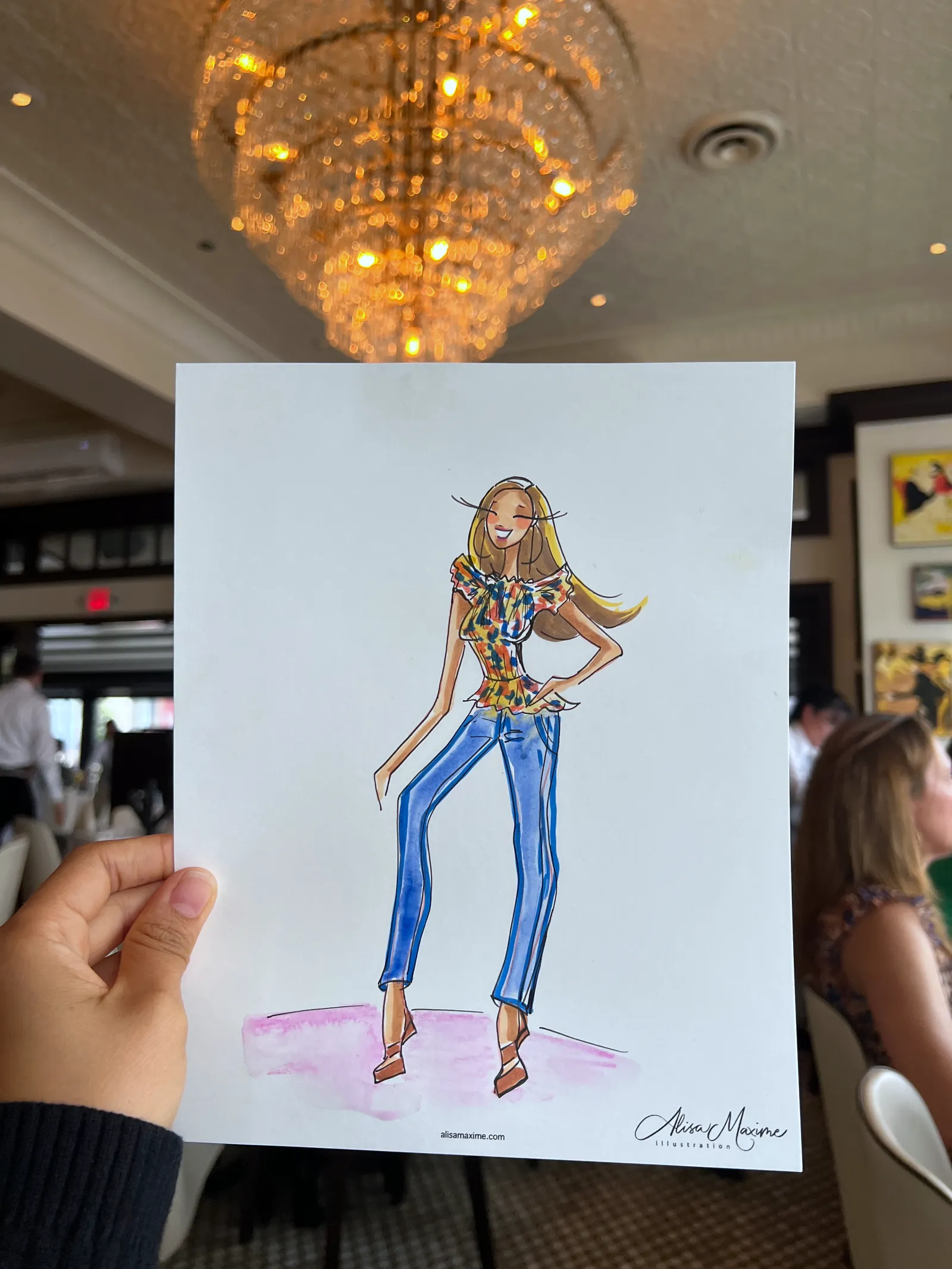 Live fashion sketch 9 from Luncheon Sketching at Toulouse Cafe and Bar, Houston