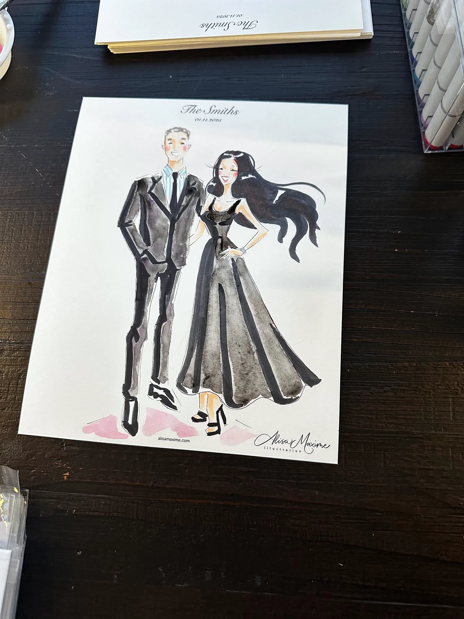 Live fashion sketch 5 from Elegant Wedding Celebration at Commodore Perry Estate, Austin