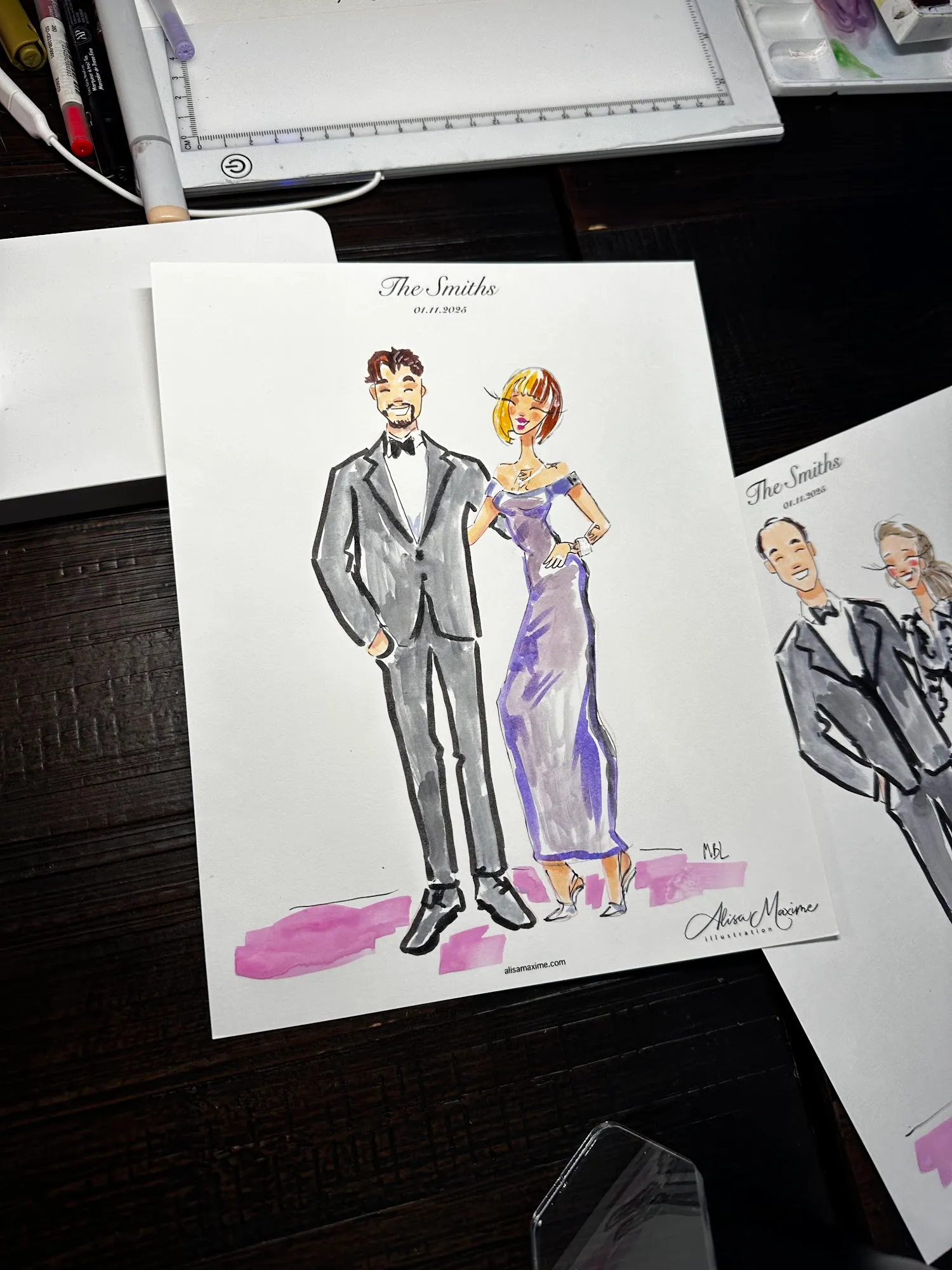 Live fashion sketch 7 from Elegant Wedding Celebration at Commodore Perry Estate, Austin