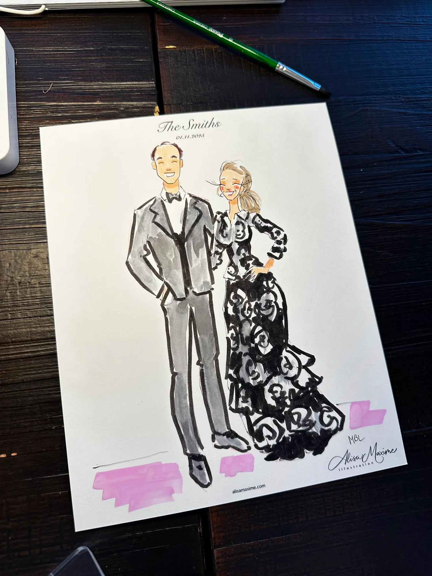 Live fashion sketch 4 from Elegant Wedding Celebration at Commodore Perry Estate, Austin