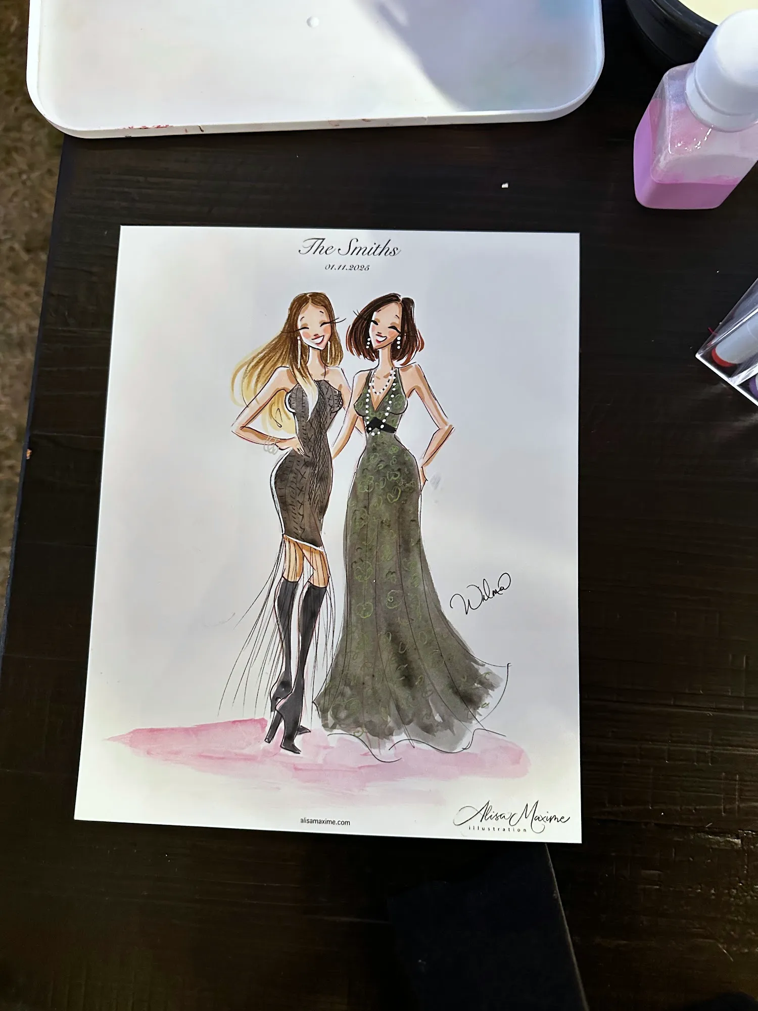 Live fashion sketch 8 from Elegant Wedding Celebration at Commodore Perry Estate, Austin