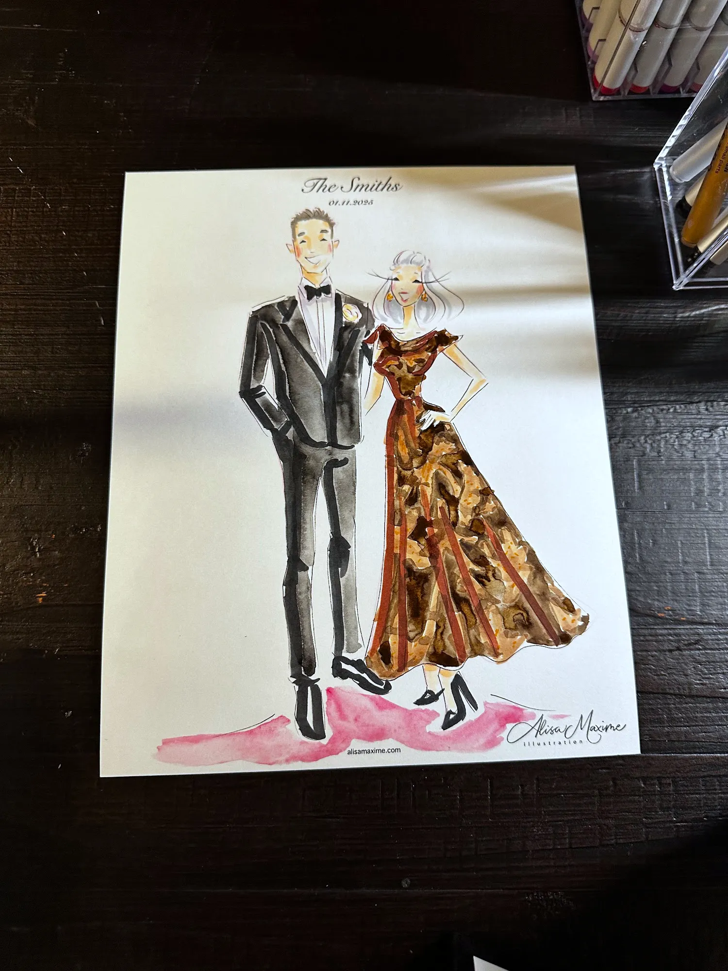 Live fashion sketch 16 from Elegant Wedding Celebration at Commodore Perry Estate, Austin