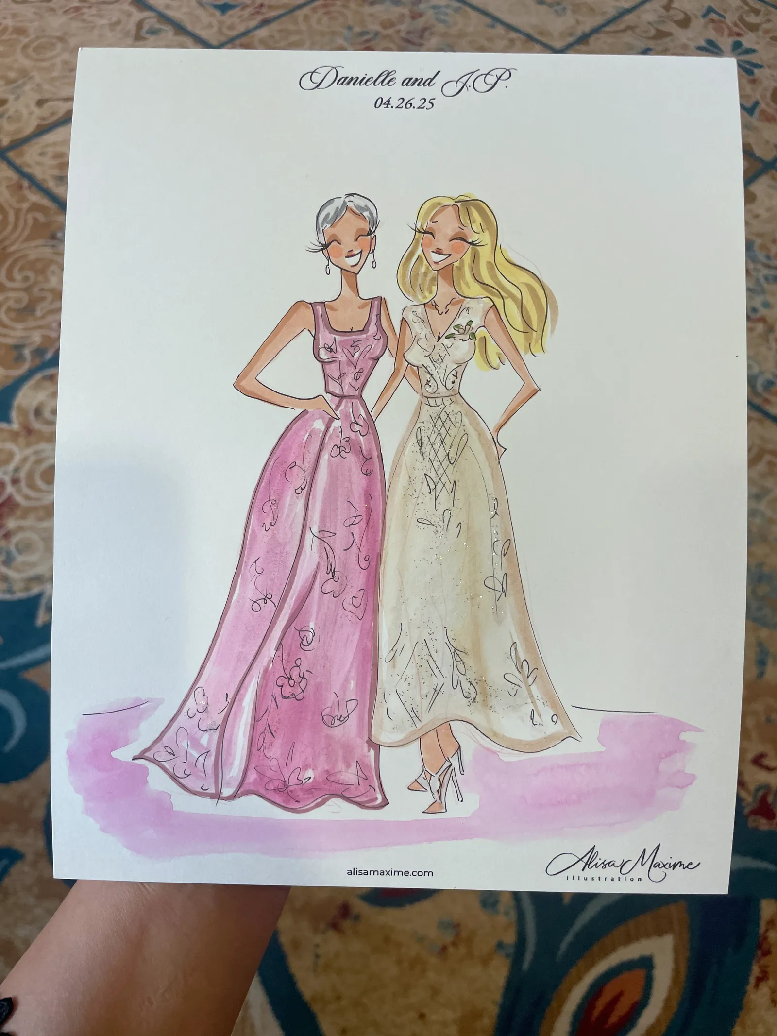 Live fashion sketch 3 from Elegant Wedding Celebration at Rancho Bernardo Inn, San Diego