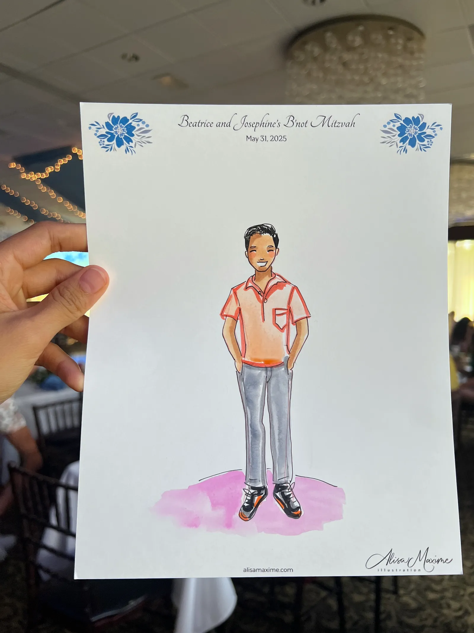 Live fashion sketch 16 from Bat Mitzvah Celebration at BraeBurn Country Club, Houston