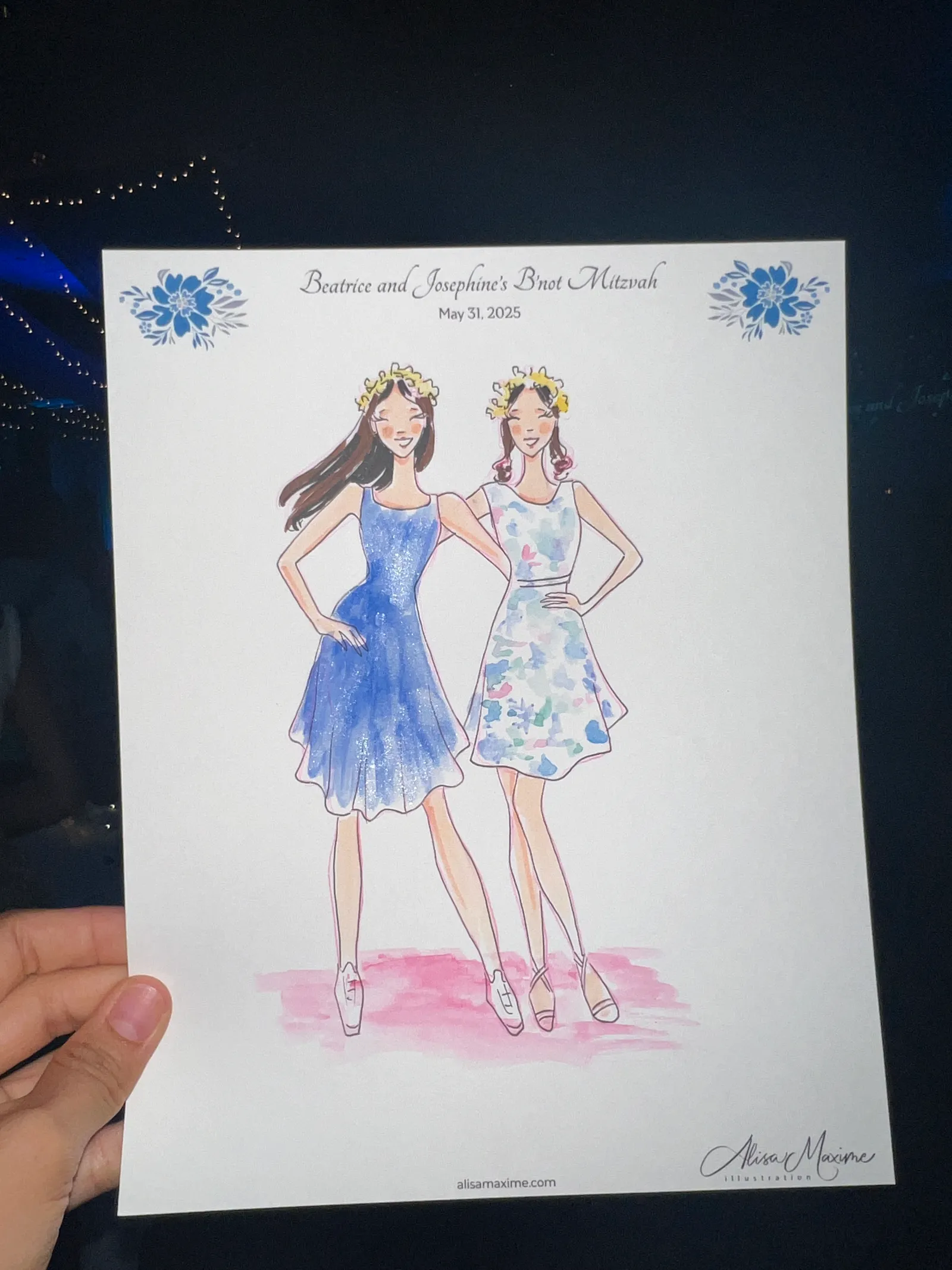 Live fashion sketch 5 from Bat Mitzvah Celebration at BraeBurn Country Club, Houston
