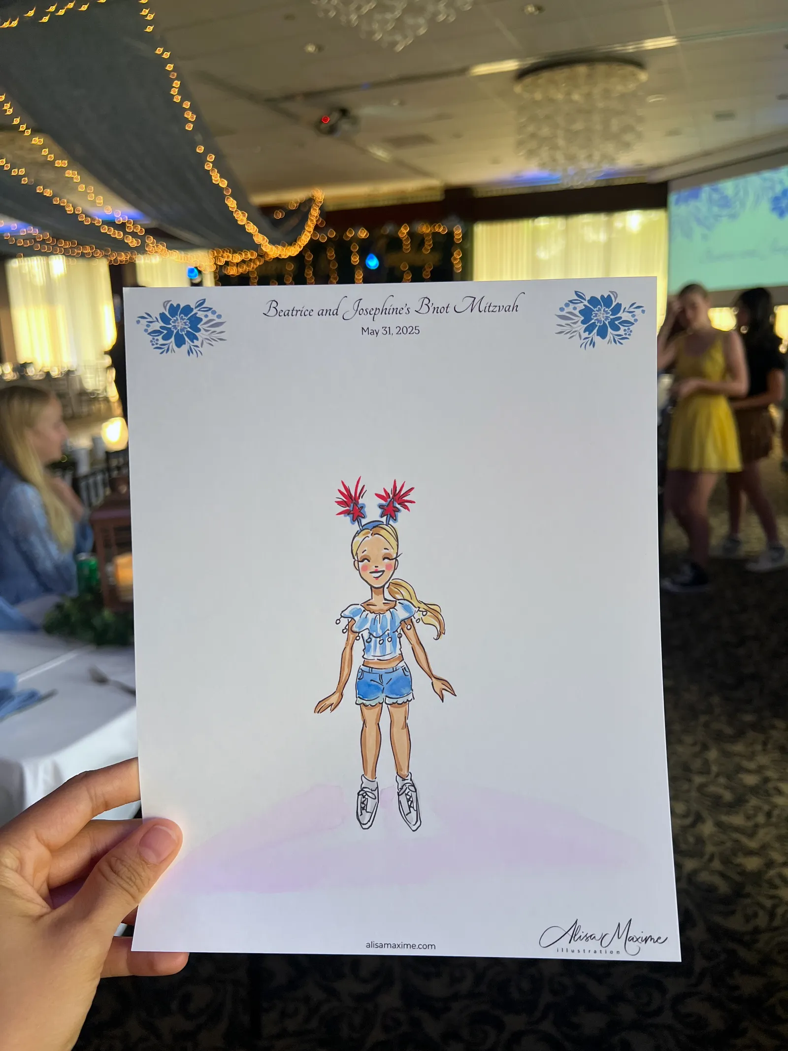 Live fashion sketch 15 from Bat Mitzvah Celebration at BraeBurn Country Club, Houston