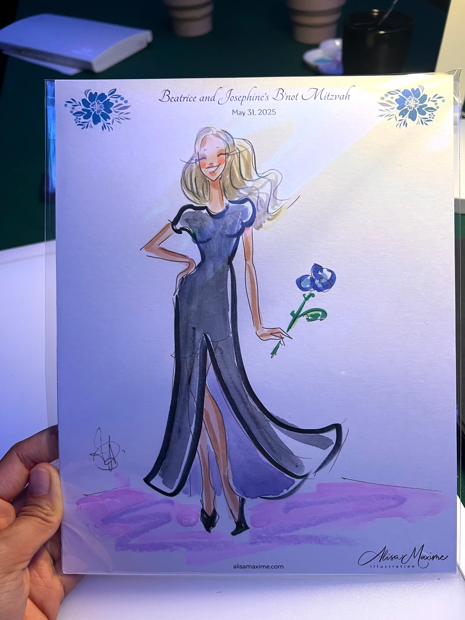 Live fashion sketch 10 from Bat Mitzvah Celebration at BraeBurn Country Club, Houston