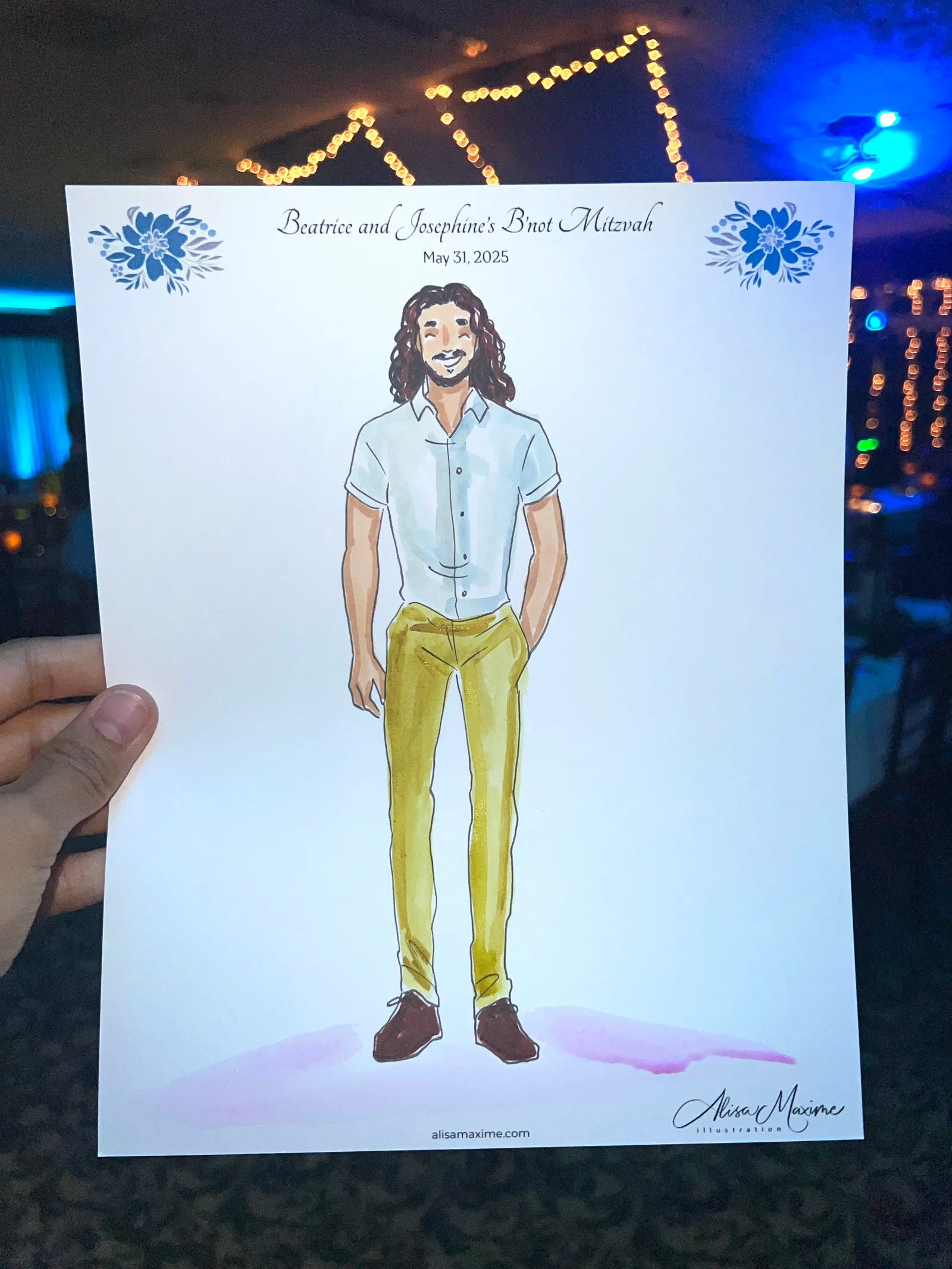 Live sketch from Bat Mitzvah Celebration at BraeBurn Country Club, Houston