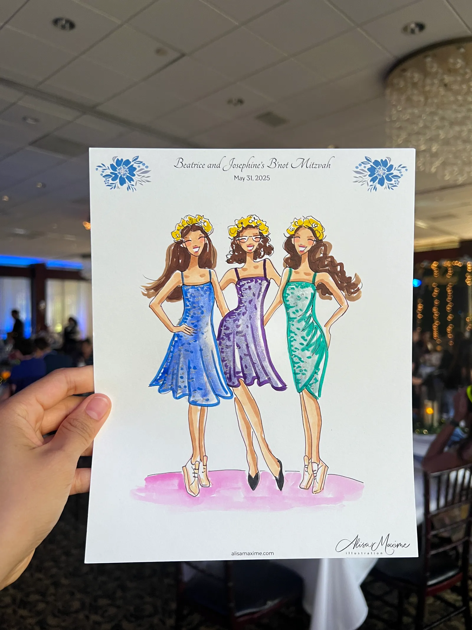 Live fashion sketch 13 from Bat Mitzvah Celebration at BraeBurn Country Club, Houston