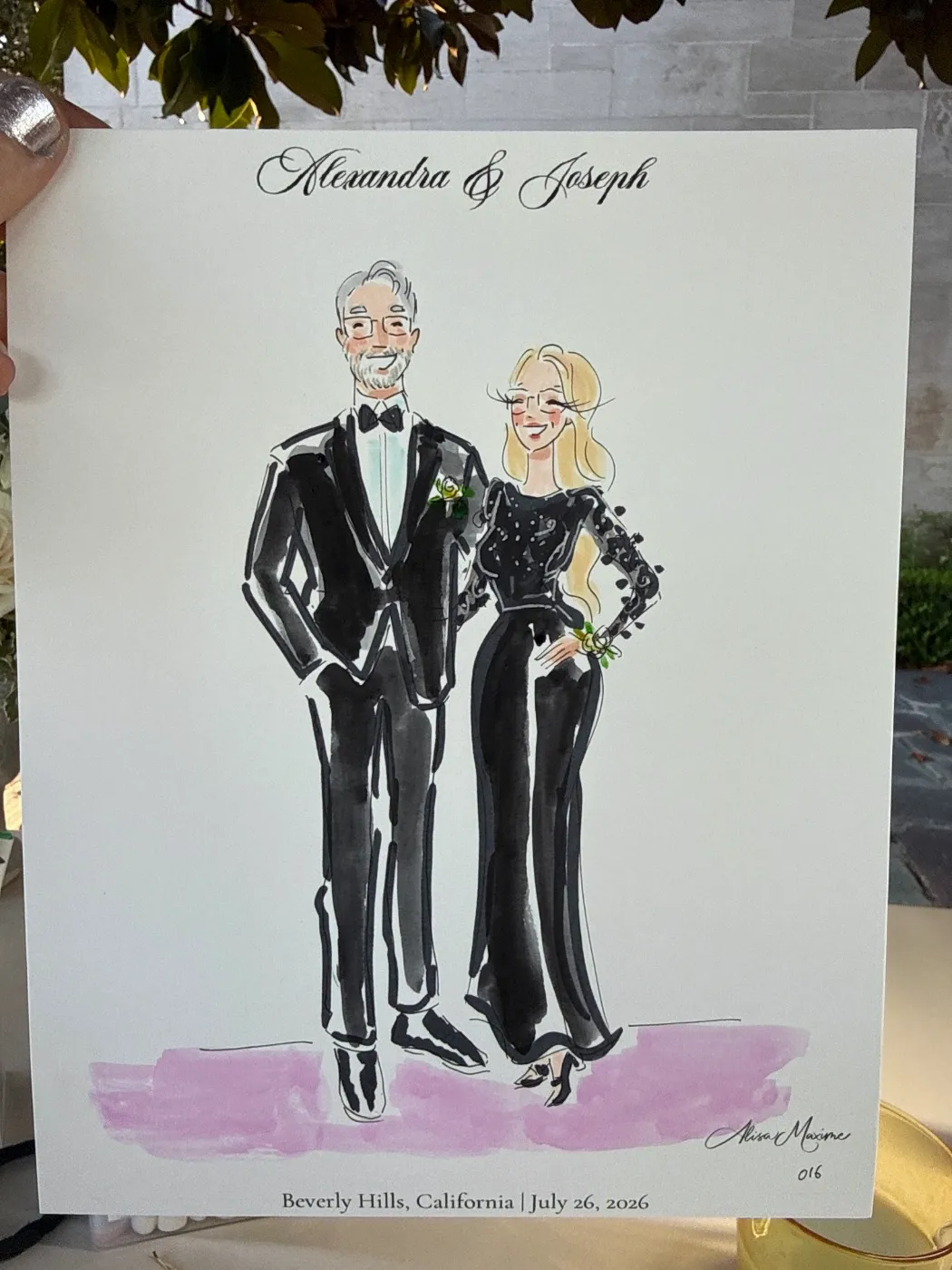 Live fashion sketch 15 from Wedding at Greystone Mansion, Beverly Hills
