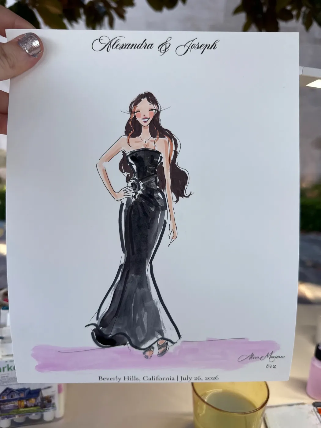 Live fashion sketch 11 from Wedding at Greystone Mansion, Beverly Hills