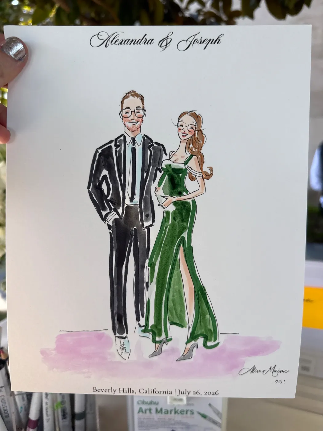 Live sketch from Wedding at Greystone Mansion, Beverly Hills