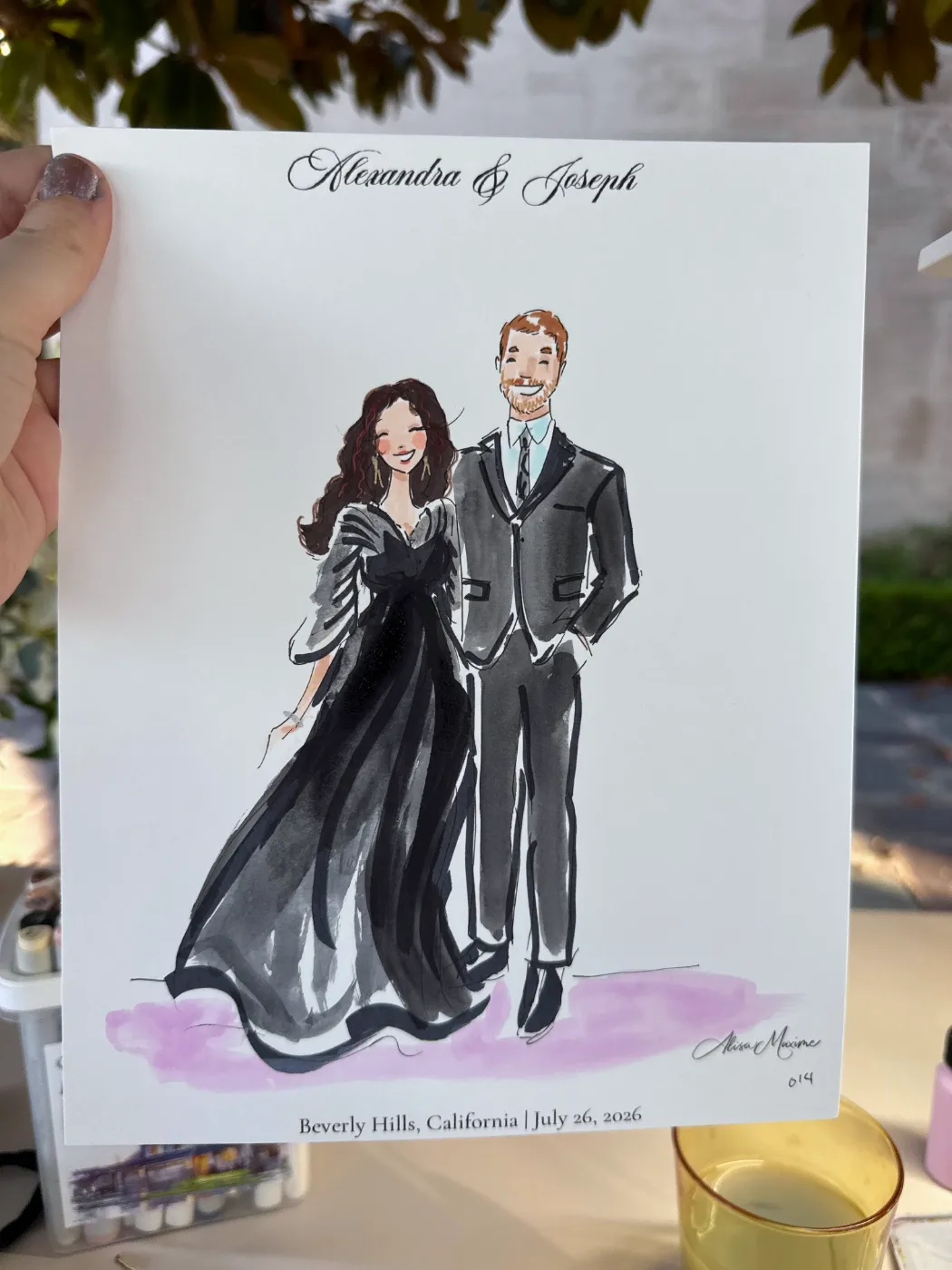 Live fashion sketch 13 from Wedding at Greystone Mansion, Beverly Hills
