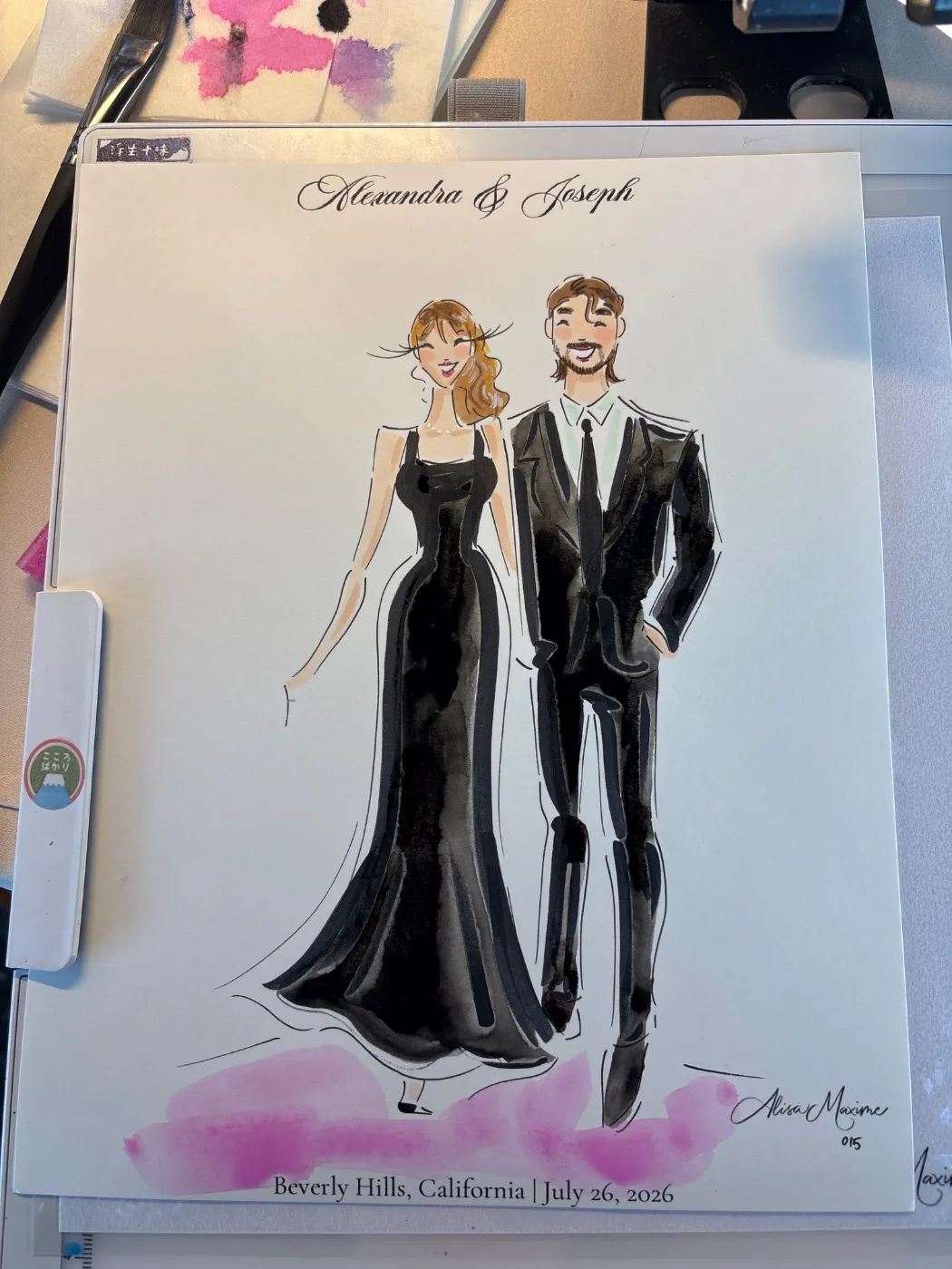 Live fashion sketch 14 from Wedding at Greystone Mansion, Beverly Hills