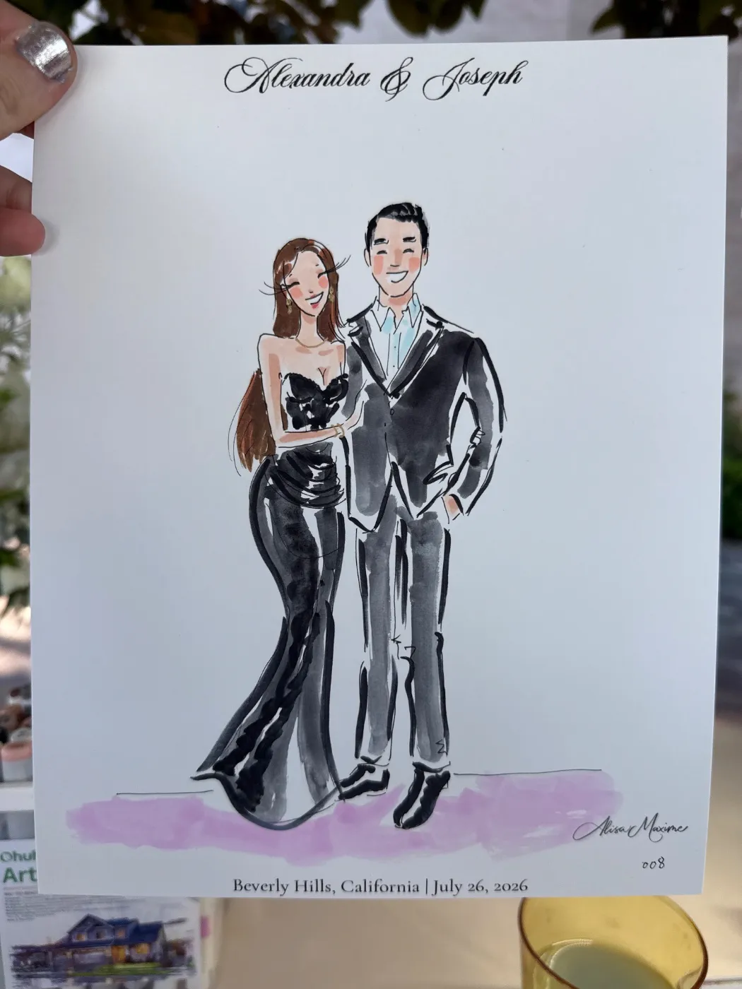 Live fashion sketch 7 from Wedding at Greystone Mansion, Beverly Hills