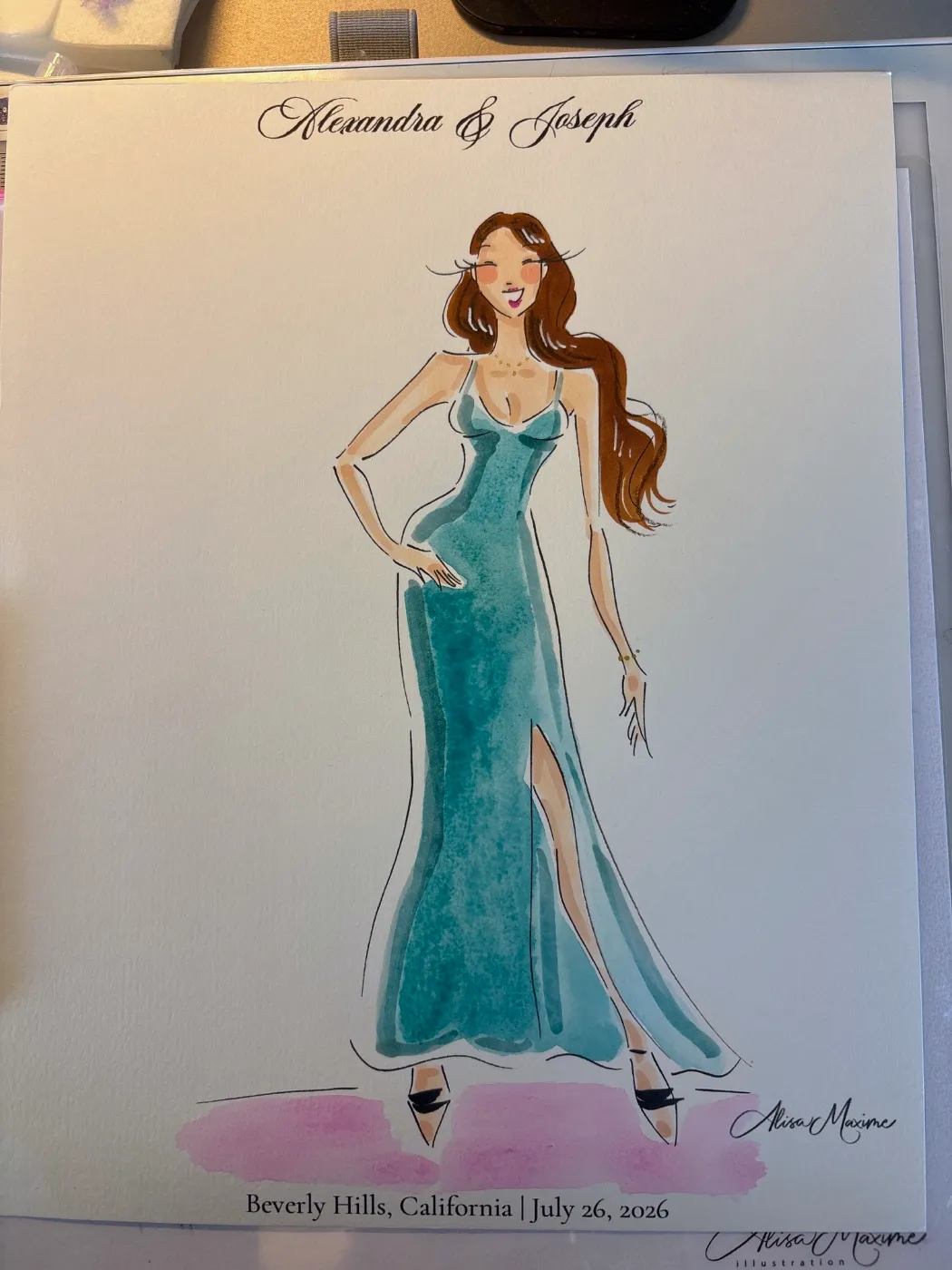 Live fashion sketch 10 from Wedding at Greystone Mansion, Beverly Hills