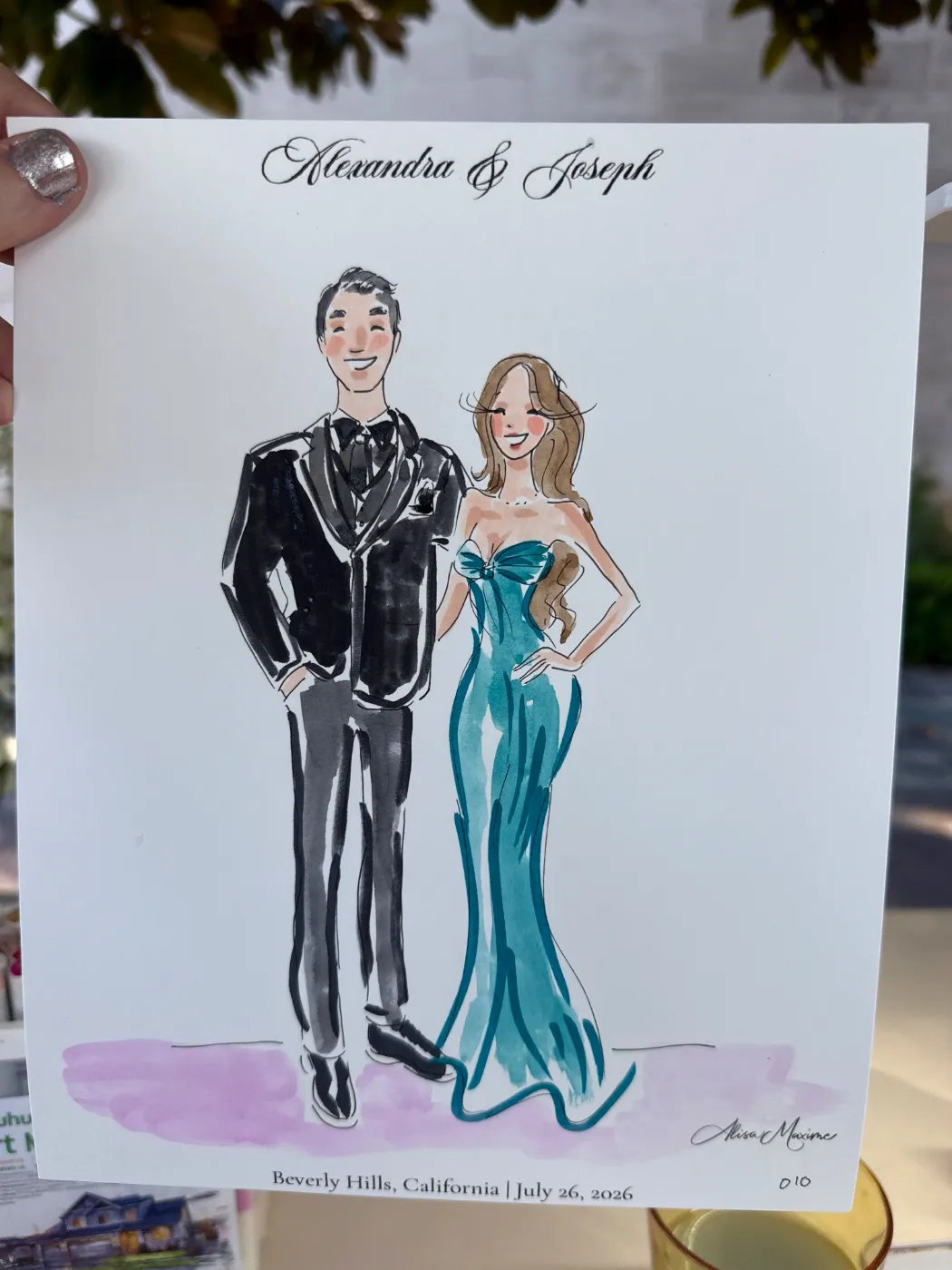 Live fashion sketch 9 from Wedding at Greystone Mansion, Beverly Hills