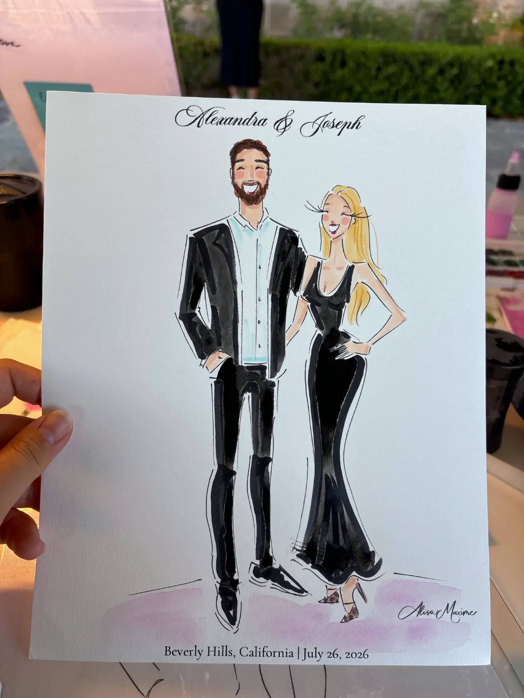 Live fashion sketch 4 from Wedding at Greystone Mansion, Beverly Hills