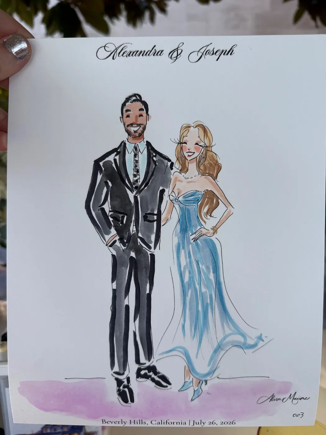 Live fashion sketch 3 from Wedding at Greystone Mansion, Beverly Hills