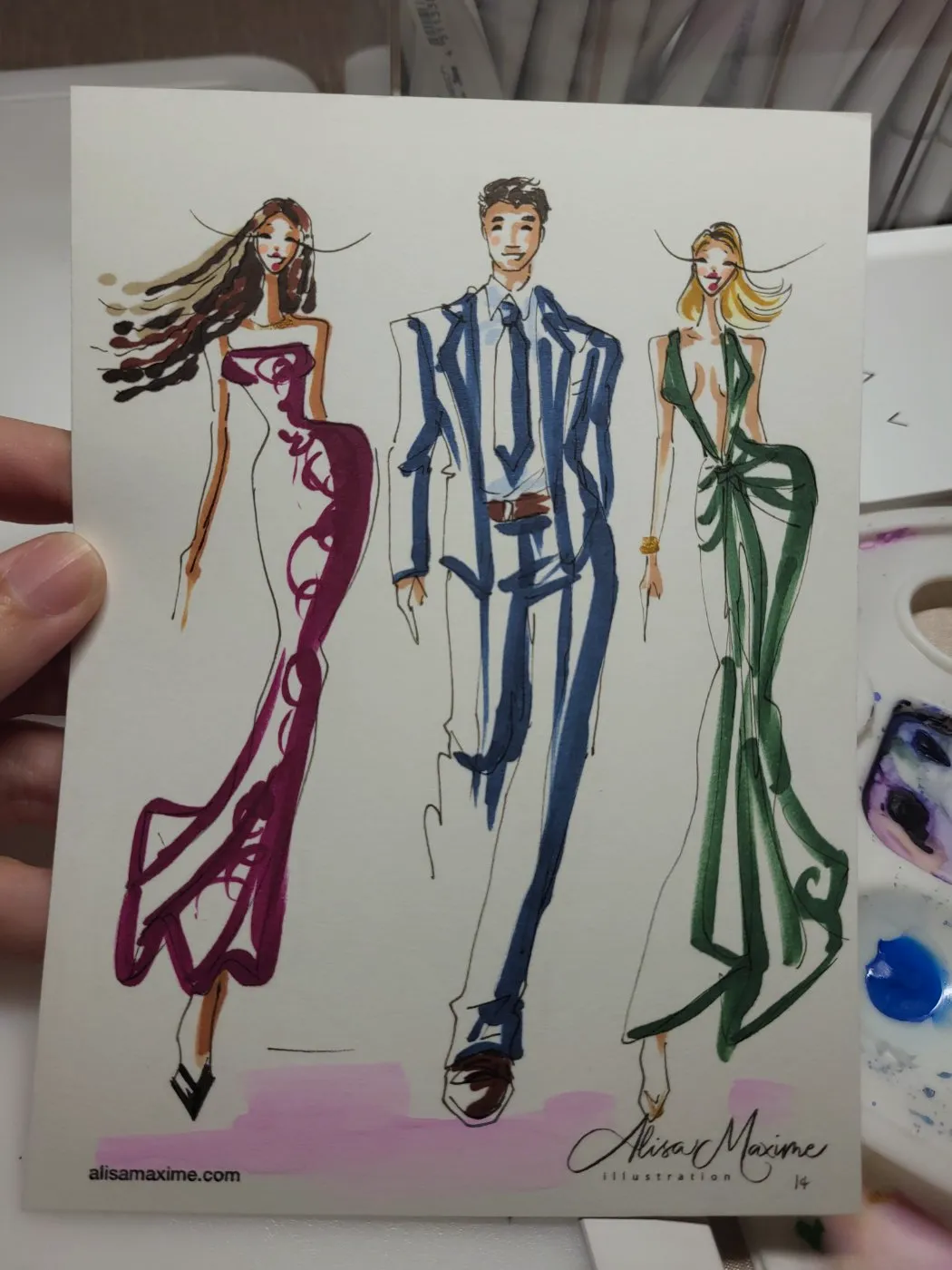 Live fashion sketch 13 from Wedding at Château Joli, Crowley