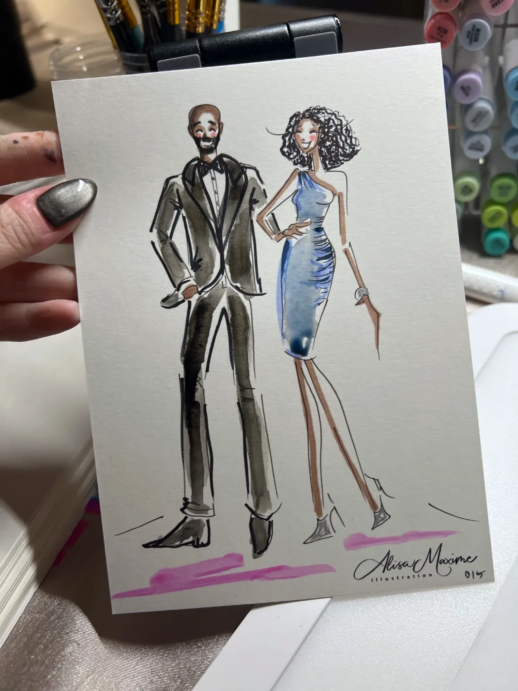 Live fashion sketch 14 from Wedding at Château Joli, Crowley
