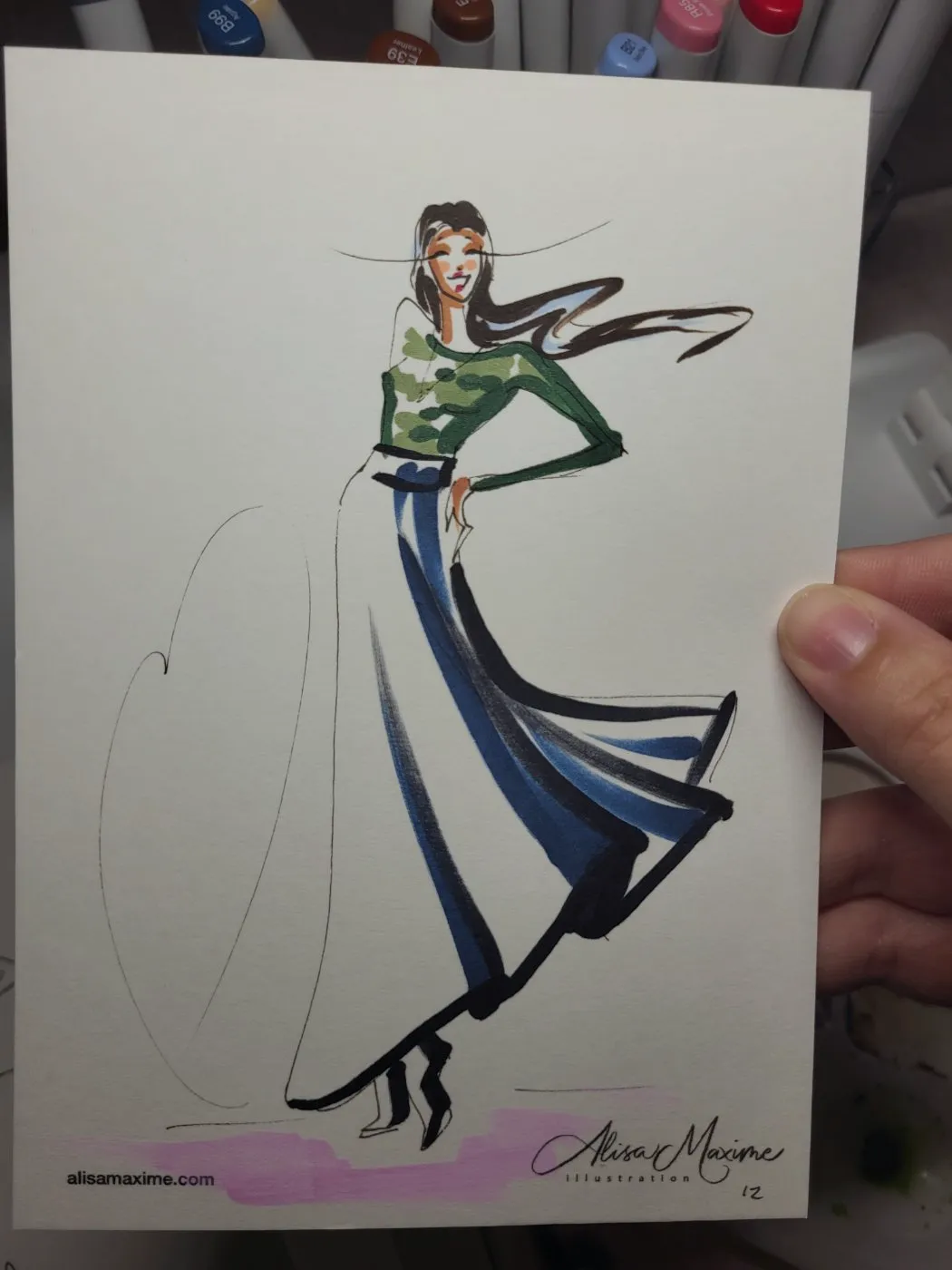 Live fashion sketch 11 from Wedding at Château Joli, Crowley