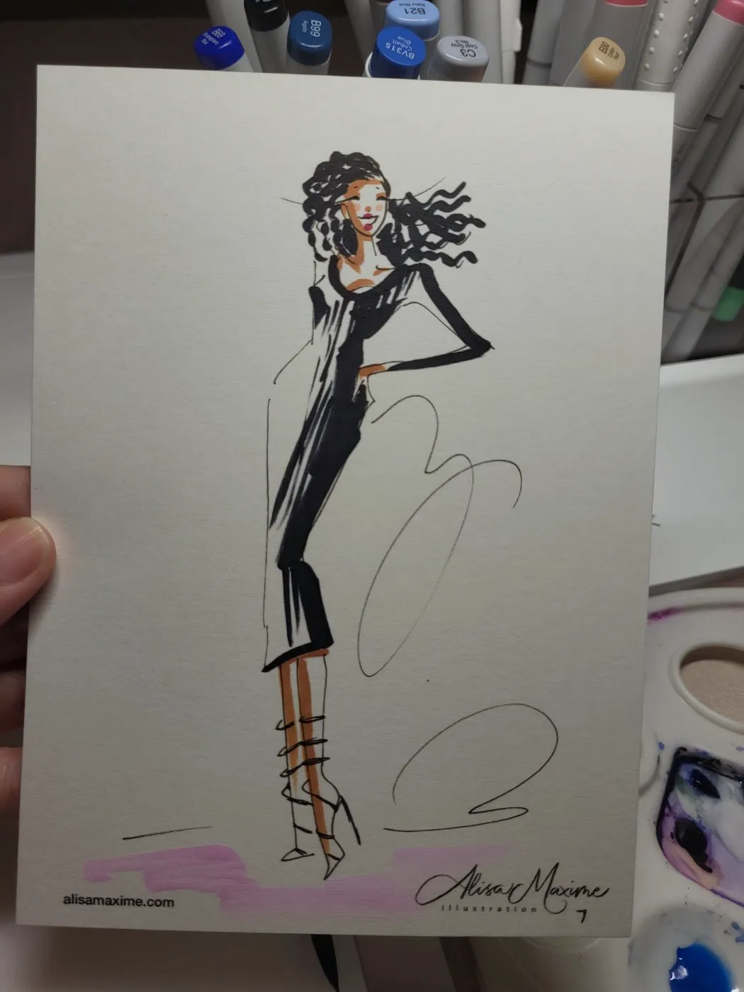Live fashion sketch 6 from Wedding at Château Joli, Crowley