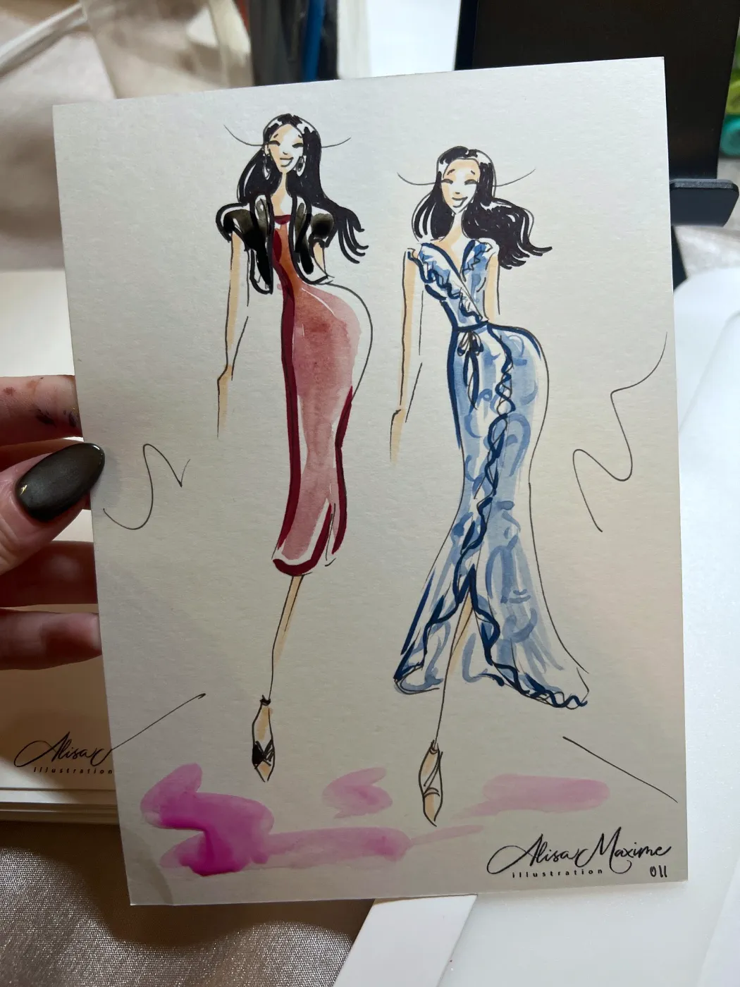 Live fashion sketch 10 from Wedding at Château Joli, Crowley