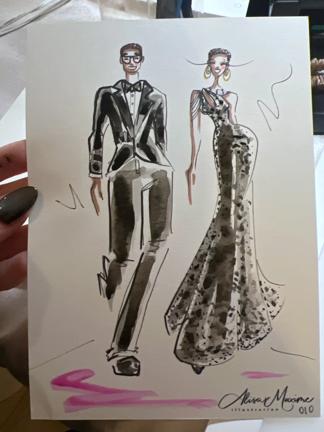 Live fashion sketch 9 from Wedding at Château Joli, Crowley