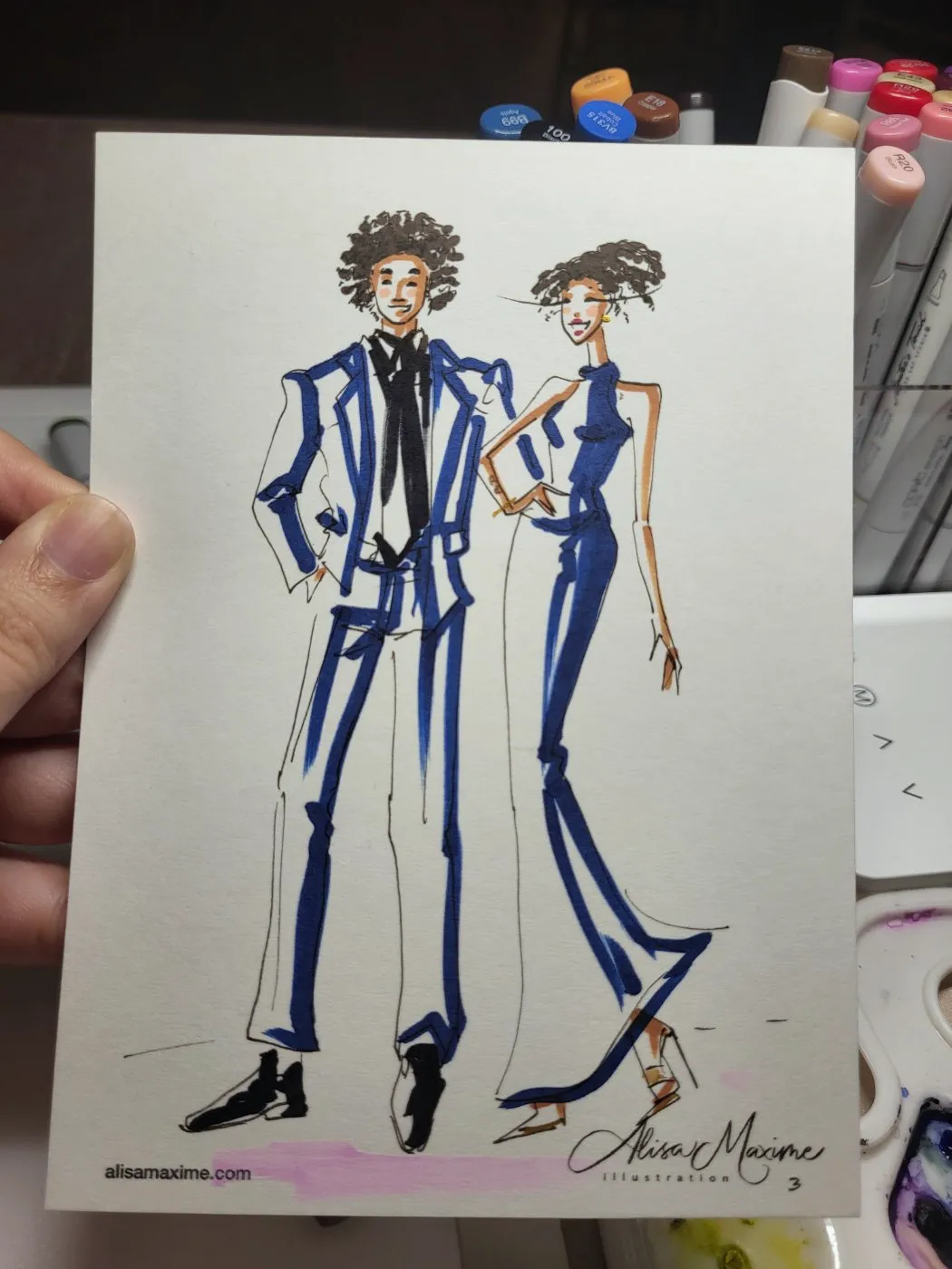 Live fashion sketch 3 from Wedding at Château Joli, Crowley