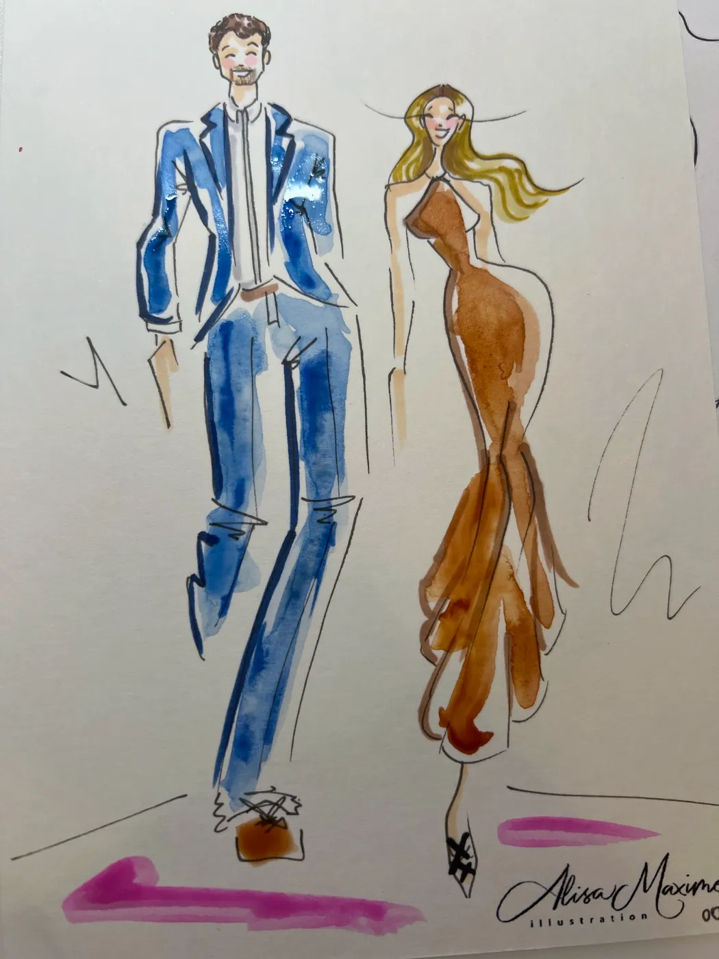 Live fashion sketch 5 from Wedding at Château Joli, Crowley