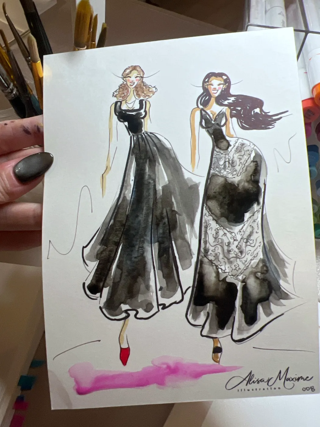 Live fashion sketch 7 from Wedding at Château Joli, Crowley