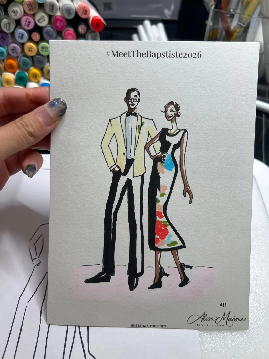 Live fashion sketch 12 from Wedding at Martinsville Gardens, New Jersey
