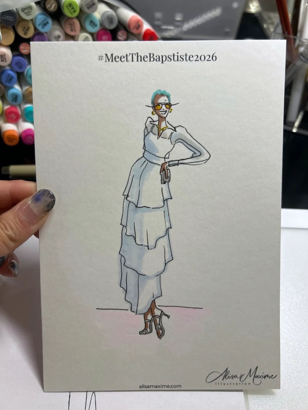 Live fashion sketch 9 from Wedding at Martinsville Gardens, New Jersey