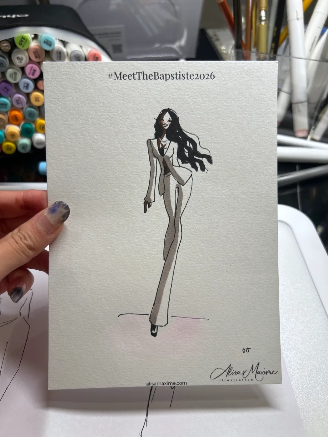 Live fashion sketch 15 from Wedding at Martinsville Gardens, New Jersey