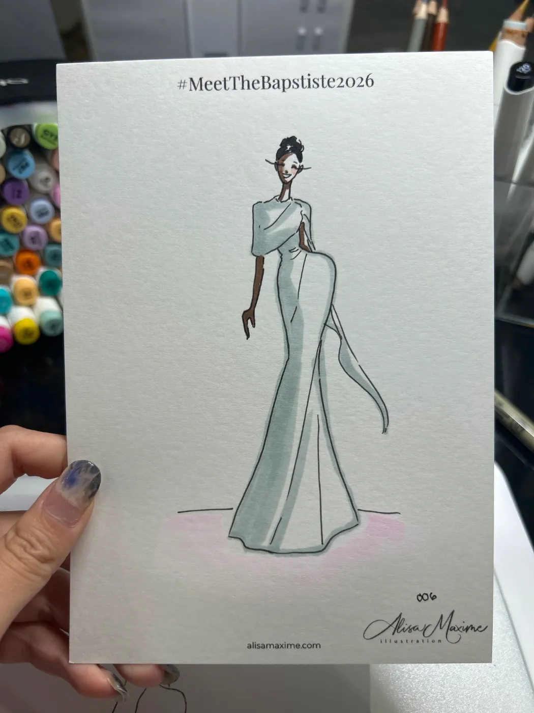 Live fashion sketch 7 from Wedding at Martinsville Gardens, New Jersey