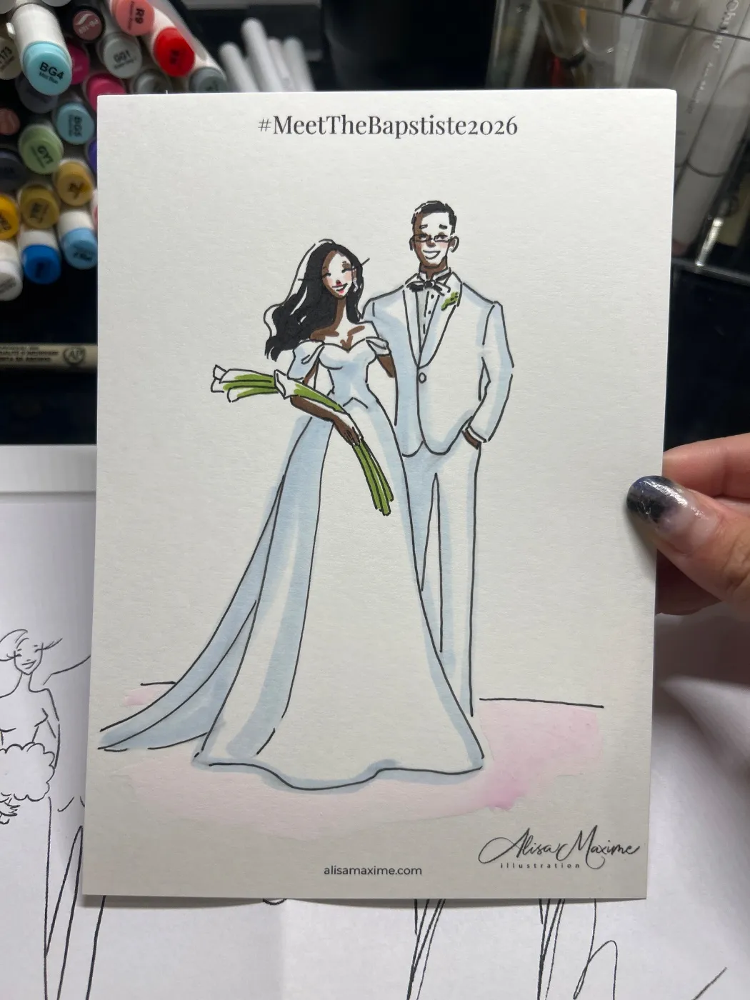 Live fashion sketch 3 from Wedding at Martinsville Gardens, New Jersey