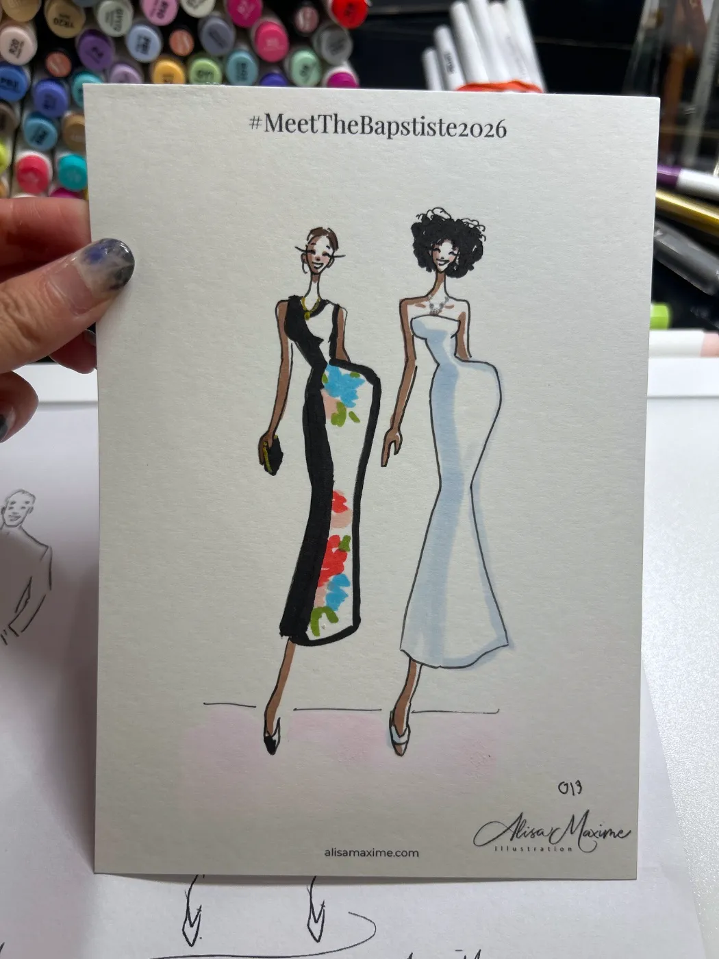 Live fashion sketch 13 from Wedding at Martinsville Gardens, New Jersey