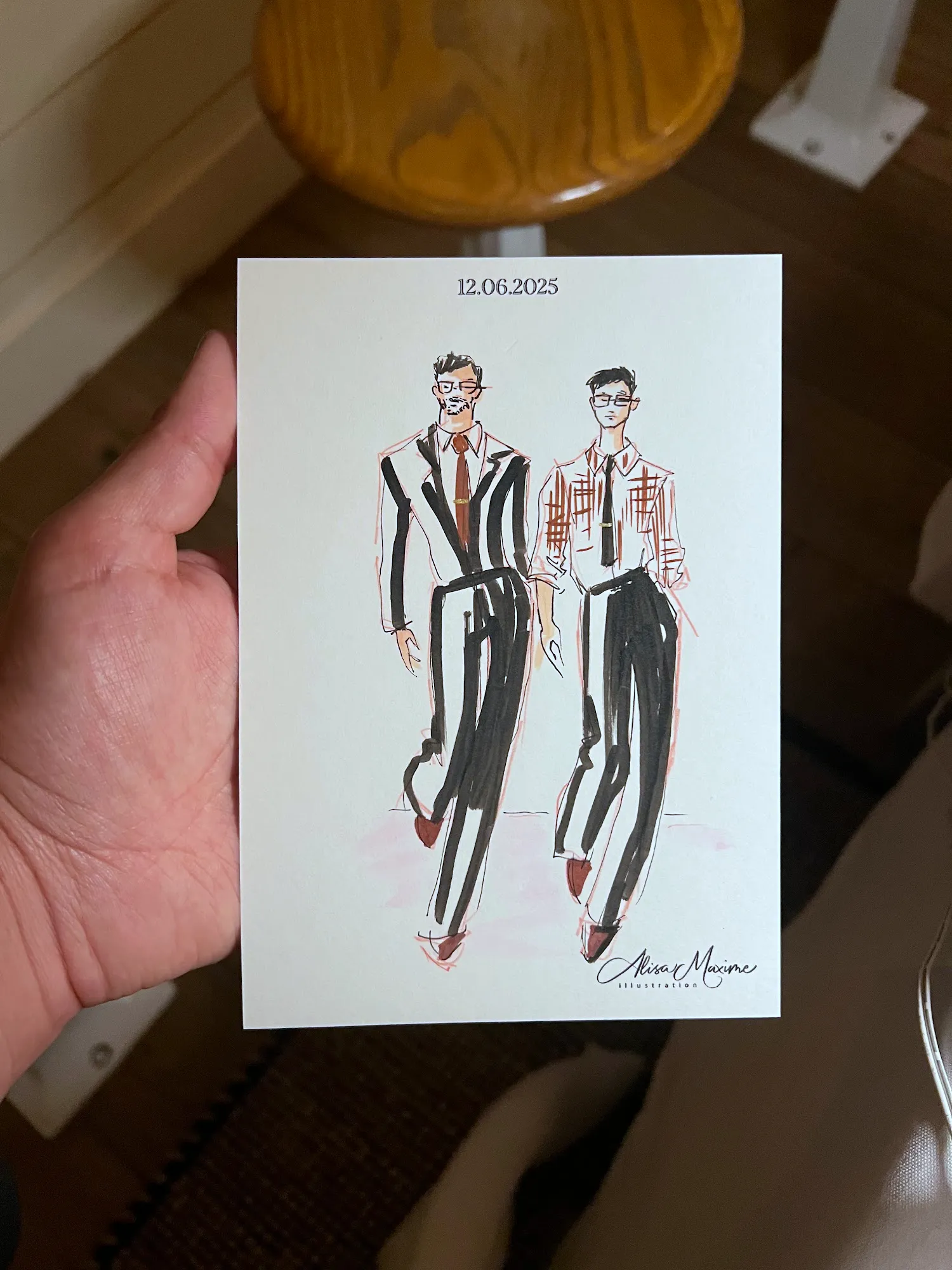Live fashion sketch 9 from New York Ivy Palmer Wedding at The Halyard, Greenport