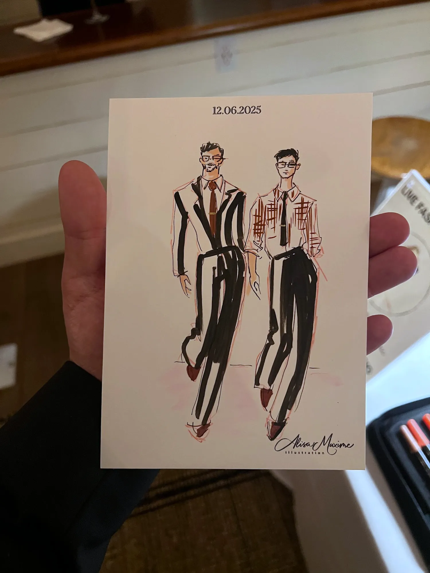 Live fashion sketch 7 from New York Ivy Palmer Wedding at The Halyard, Greenport