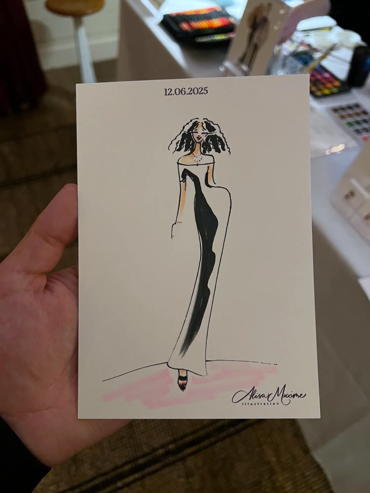 Live fashion sketch 5 from New York Ivy Palmer Wedding at The Halyard, Greenport