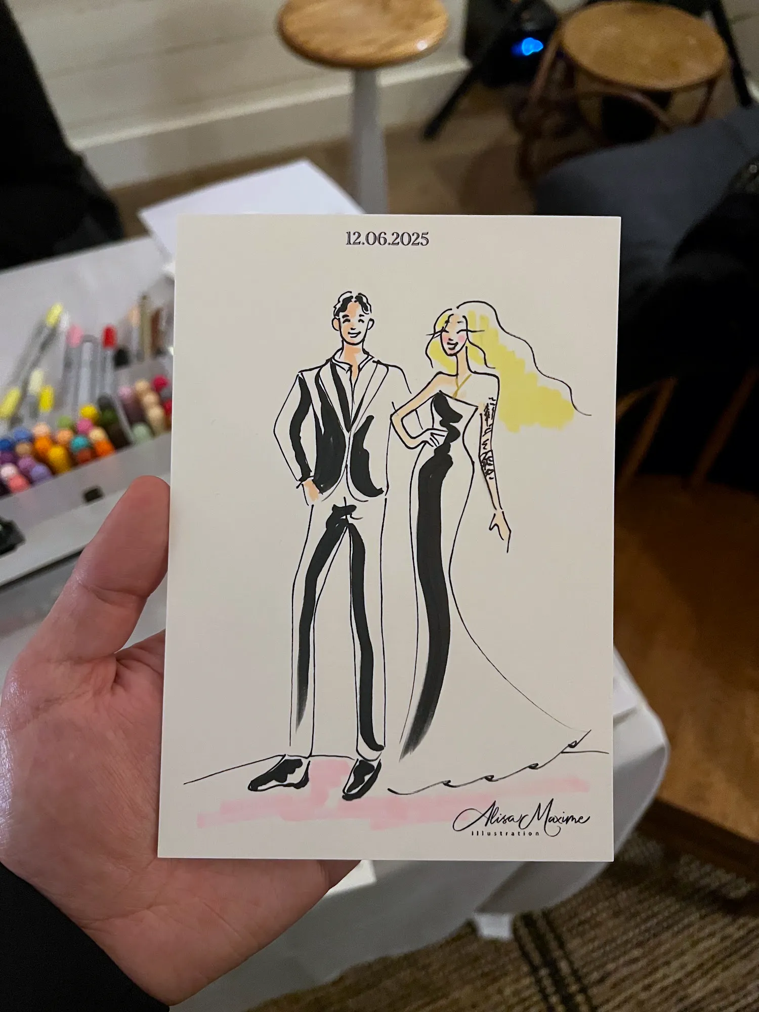 Live fashion sketch 4 from New York Ivy Palmer Wedding at The Halyard, Greenport