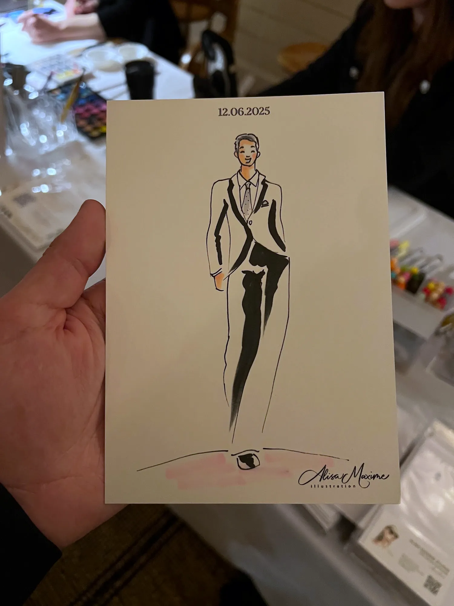 Live fashion sketch 6 from New York Ivy Palmer Wedding at The Halyard, Greenport