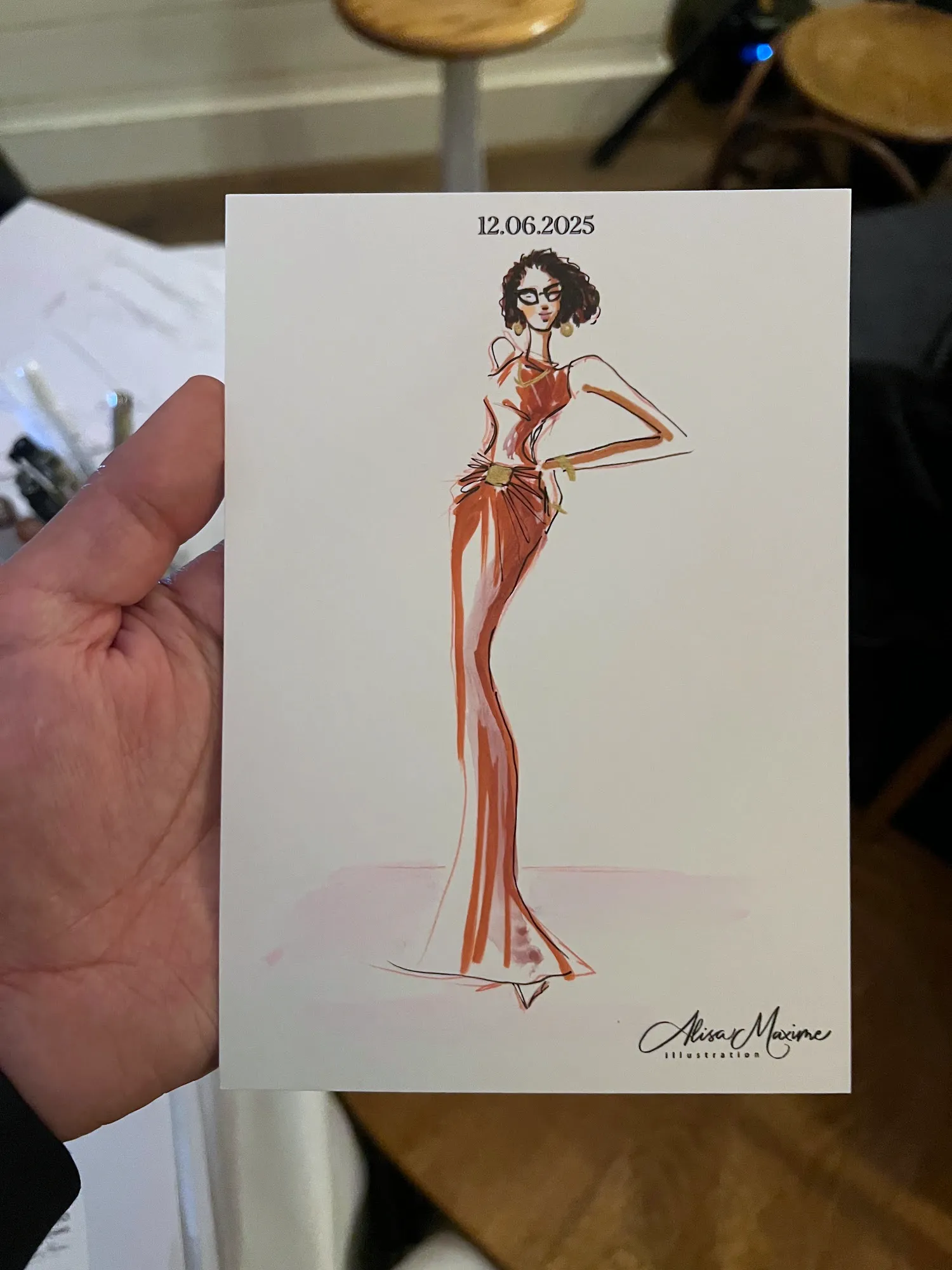 Live fashion sketch 11 from New York Ivy Palmer Wedding at The Halyard, Greenport