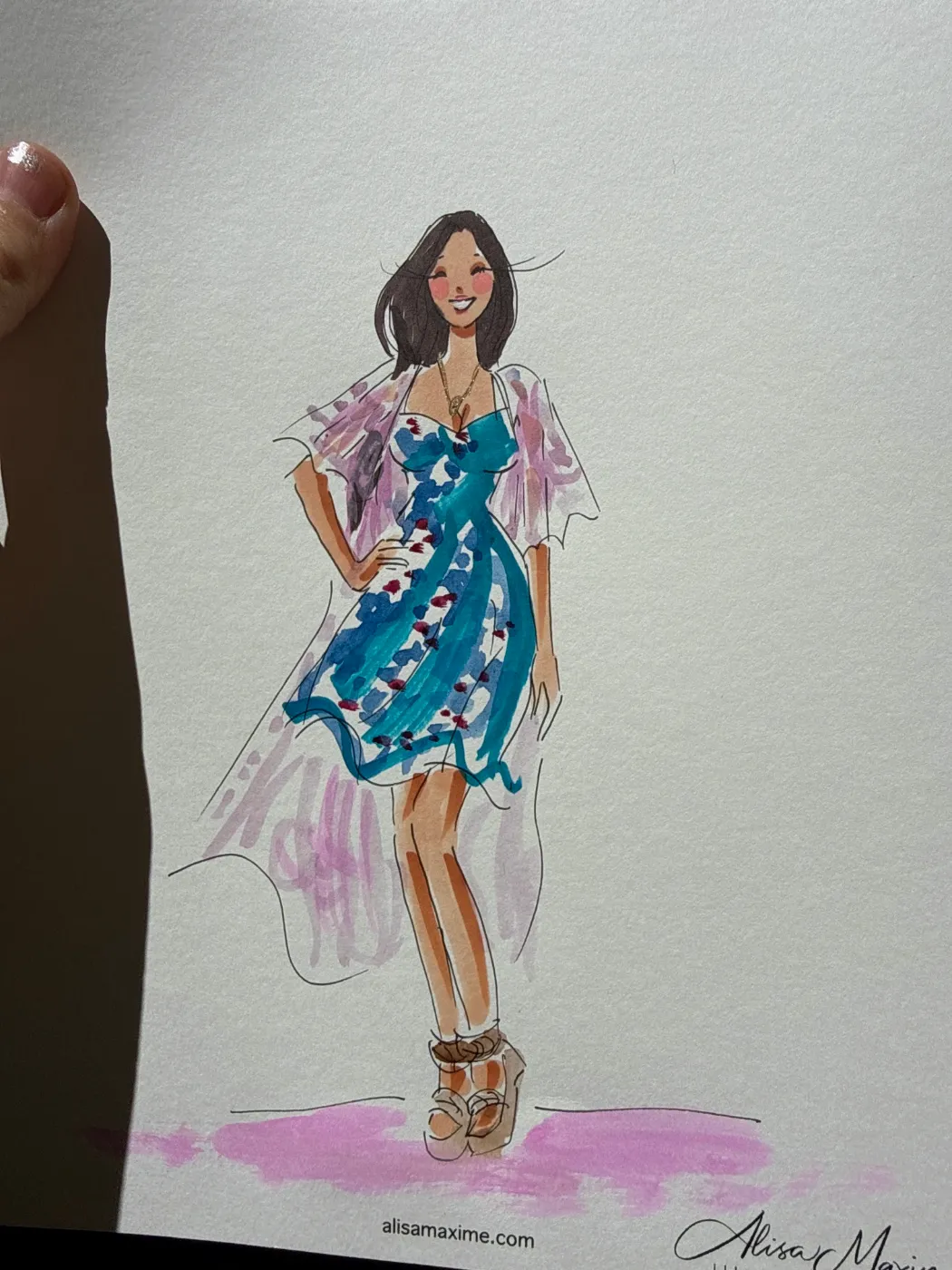 Live fashion sketch 13 from Bridal Shower at The Peninsula Beverly Hills