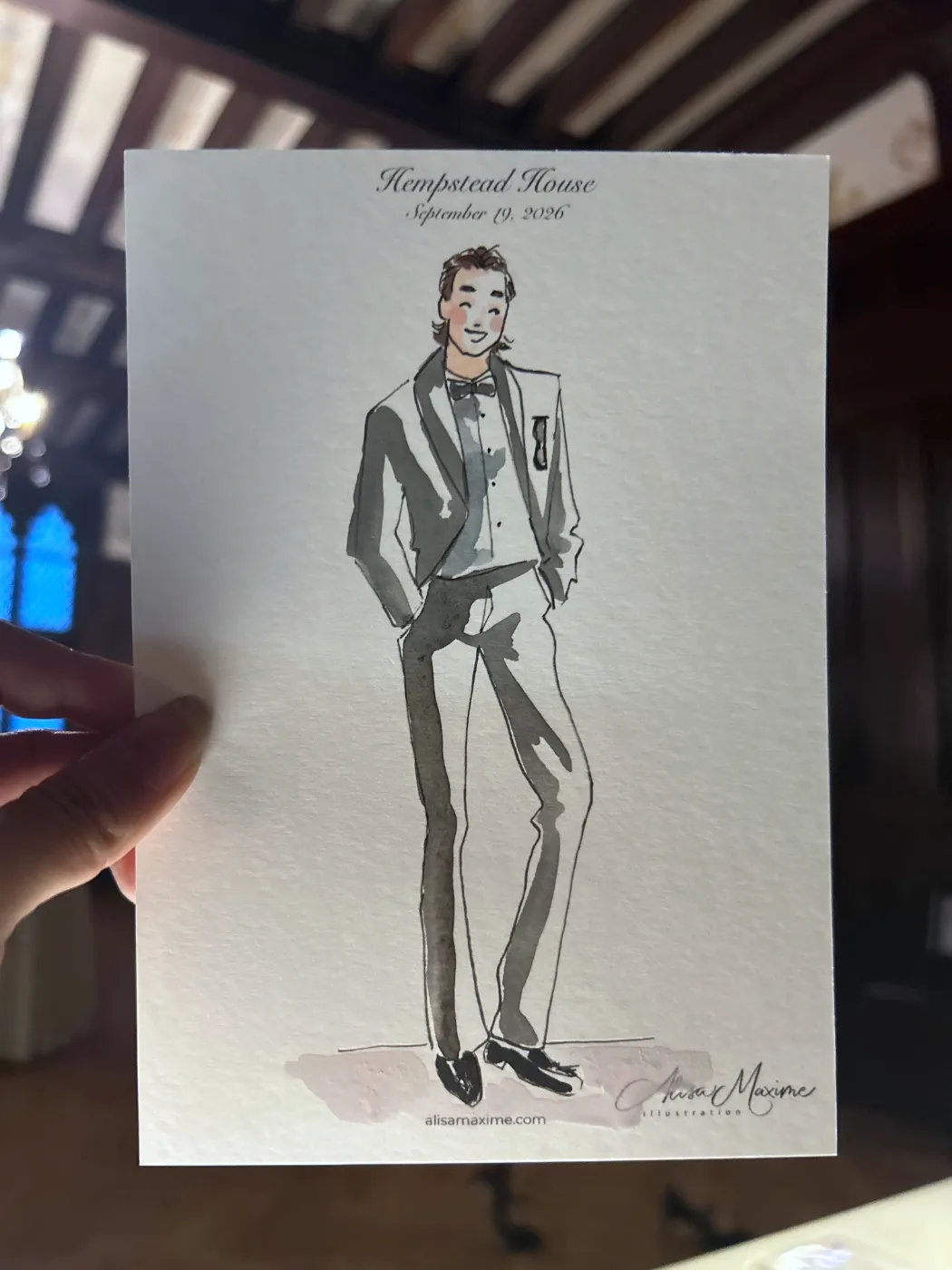 Live fashion sketch 13 from Wedding Celebration at Hempstead House, Sands Point Preserve