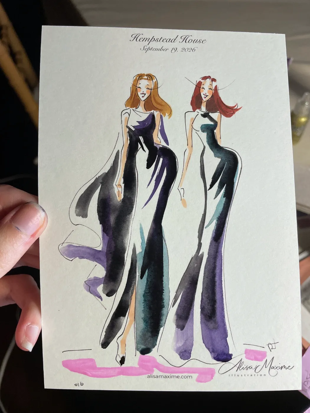 Live fashion sketch 15 from Wedding Celebration at Hempstead House, Sands Point Preserve