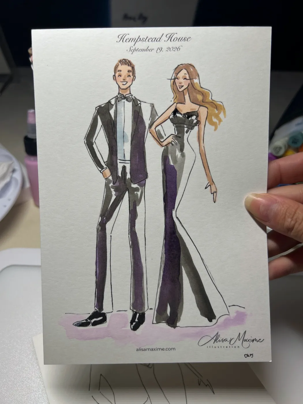 Live fashion sketch 6 from Wedding Celebration at Hempstead House, Sands Point Preserve