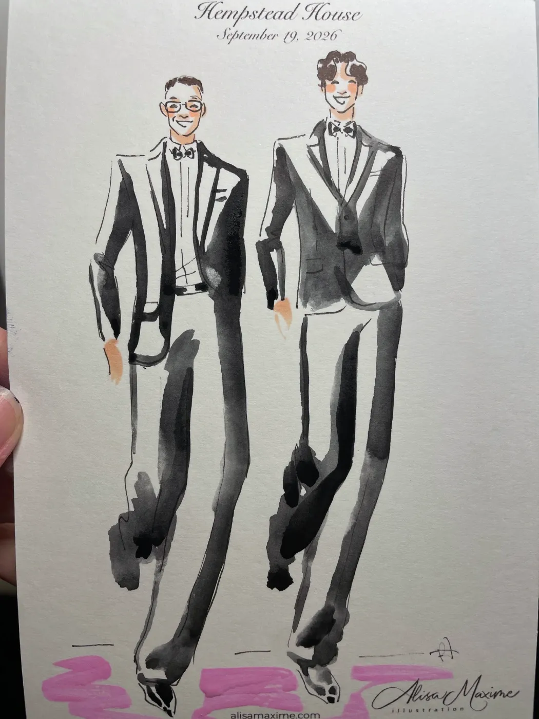 Live fashion sketch 4 from Wedding Celebration at Hempstead House, Sands Point Preserve