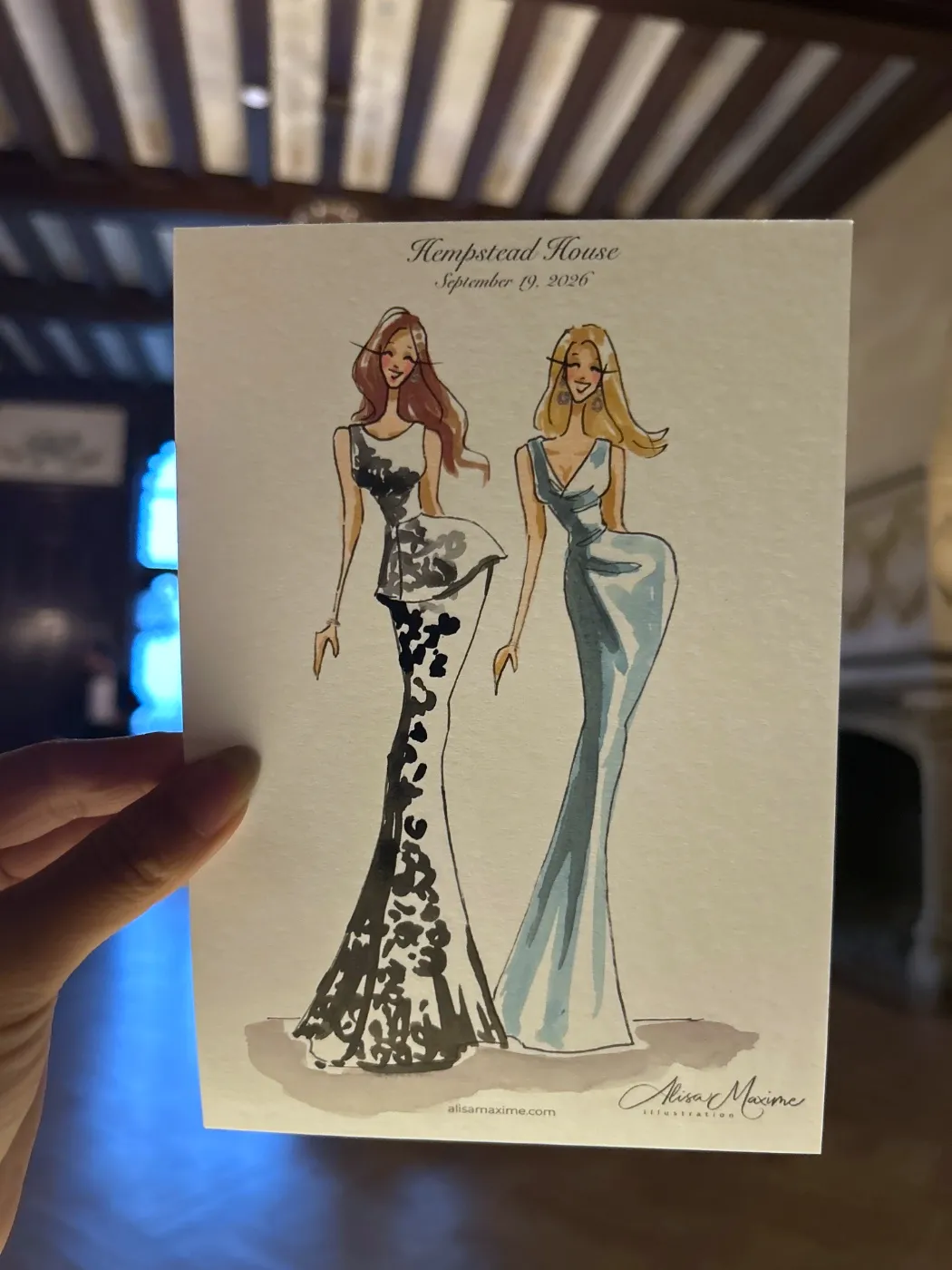 Live fashion sketch 3 from Wedding Celebration at Hempstead House, Sands Point Preserve